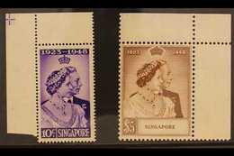 1948 Silver Wedding Set, SG 31/32, Corner Marginal Examples, Never Hinged Mint. (2 Stamps ) For More Images, Please Visi - Singapore (...-1959)