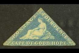 CAPE OF GOOD HOPE 1855-63 4d Blue, SG 6a, Unused With Small/touching Margins, Cat £1000. For More Images, Please Visit H - Sin Clasificación