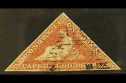CAPE OF GOOD HOPE 1853 1d Pale Brick Red On Deeply Blued Paper, SG 1, Used With 3 Margins, Cat £450. For More Images, Pl - Sin Clasificación