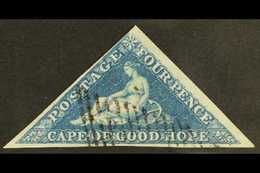 CAPE OF GOOD HOPE 1853 4d Blue On Slightly Blued Paper Triangular, SG 4a, Very Fine Used With Full Margins & Crisp Cance - Non Classés