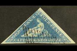 CAPE OF GOOD HOPE 1853 4d Blue On Slightly Blued Paper Triangular, SG 4a, Very Fine Used With Full Margins & Crisp Cance - Sin Clasificación