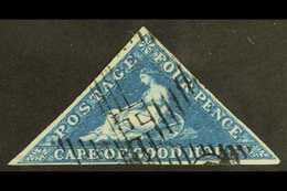 CAPE OF GOOD HOPE 1853 4d Deep Blue On Deeply Blued Paper Triangular, SG 2, Very Fine Used With 3 Good Full Margins & Cr - Non Classés