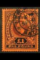 NATAL 1908-09 £1 Purple And Black On Red, Used With Closed Tear, But Still A Good Looker With Neat Part "NEWCASTLE" Cds  - Unclassified