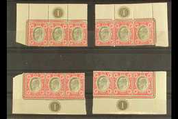 TRANSVAAL 1d Black & Carmine, SG 245 As Four Matching Plate (No 1) Blocks In Strips Of Three From The Four Corners. Mint - Unclassified