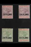 ZULULAND 1888 5s, 9s, £1 And £5 Natal Revenues Ovptd "Zululand", Barefoot 3,4,6 &7, Fine Mint. £5 Couple Trimmed Perfs B - Unclassified