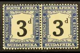 POSTAGE DUES 1927-8 3d Black & Blue, Horizontal Pair With WARPED "3" VARIETY, SG D20, Fine Mint. For More Images, Please - Non Classificati
