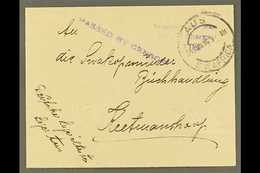 1916 (24 Jun) Stampless Env To Keetmanshoop With "Prisoner Of War / Free Of Charge / AUS" Three Line Violet Cachet And " - Südwestafrika (1923-1990)