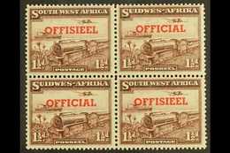 OFFICIAL 1951-2 1½d TRANSPOSED OVERPRINTS In A Block Of Four, SG O25a, Top Pair Lightly Hinged, Lower Pair Never Hinged  - Africa Del Sud-Ovest (1923-1990)