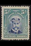 1924 5s Blue And Blue-green Admiral, SG 14, Fine Mint. For More Images, Please Visit Http://www.sandafayre.com/itemdetai - Rodesia Del Sur (...-1964)