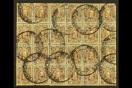 1931-7 1½d Chocolate, Perf.11½, Block Of 24, SG 16d, Genuinely Used With 1933 "REGISTRATION / BULAWAYO S.R." Cancels And - Rhodesia Del Sud (...-1964)