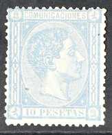 1875 King Alfonso XII (blue Framed Numbers On Back) 10p Ultramarine (Edifil 171, Scott 221, SG 237) Mint With Original G - Autres & Non Classés