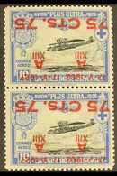 1927 75c On 10c Air Vertical PAIR WITH SURCHARGES INVERTED, ONE DAMAGED TO "17 - V", Never Hinged Mint. For More Images, - Otros & Sin Clasificación