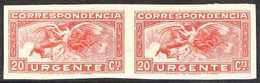 1933 20c Carmine "Express Post", Variety IMPERFORATE PAIR, Edifil 679s, SG E779, Never Hinged Mint (2 Stamps) For More I - Other & Unclassified