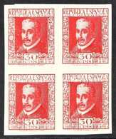 1935 30c Carmine "Lope De Vega", Variety "IMPERFORATE BLOCK OF 4", Edifil 691s, As SG 782, Never Hinged Mint (4 Stamps)  - Sonstige & Ohne Zuordnung