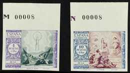 1940 Zaragoza Fund Top Values, 4 Peseta & 10 Peseta, Variety IMPERFORATE COLOUR CHANGE, Edifil 901ccs/902ccs, Never Hing - Sonstige & Ohne Zuordnung