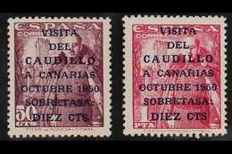 1950 (23 Oct) General Franco's Canary Island Visit ("CAUDILLO" 16½ Mm Long) 10c On 50c And 10c On 1p (Edifil 1083A/B, SG - Other & Unclassified