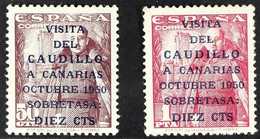 1950 General Franco's Canary Island Visit Surcharge Postage Set, "CAUDILLO" 16½ Mm Long (SG 1149A/50A, Edifil 1083A/B),  - Sonstige & Ohne Zuordnung