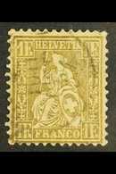 1862-4 1f Bronze-gold, Perf.11½, Impressed Watermark, Zumstein 36a, SG 60, Very Fine Used. For More Images, Please Visit - Otros & Sin Clasificación