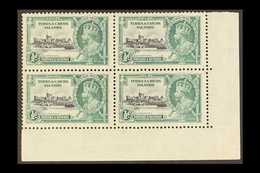 1935 Silver Jubilee ½d Kite And Horizontal Log Variety, SG 187l, Within Mint Corner Block Of Four, The Variety Never Hin - Turks & Caicos (I. Turques Et Caïques)