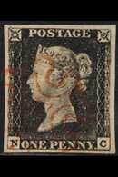 1840 1d Black, Lettered "N C", SG 2, Very Fine Used With Four Neat Margins And Light Red MX Cancellation. For More Image - Unclassified