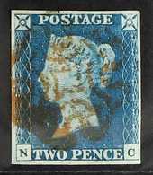 1840 2d Pale Blue, N - C, Plate 1, SG 6, Very Fine Used With Clear Margins All Round, Full Even Colour And Light Central - Altri & Non Classificati