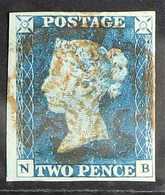 1840 2d Pale Blue, N - B, Plate 1, SG 6, Superb Used With Clear To Huge Margins, Full Even Colour And Neat Centered Red  - Autres & Non Classés