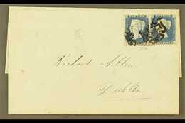 1841 (3 Sept) Letter Sheet From York To Dublin Bearing A PAIR Of 1840 2d Pale Blues 'BK/BL' Plate 1 (SG 6) With 4 Large  - Other & Unclassified