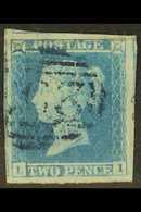 1841 2d Blue Imperf, Lettered "L I", Fine Used With BRIGHT BLUE "1844 Type" Barred Numeral Postmark, SG 14h, With Four V - Autres & Non Classés
