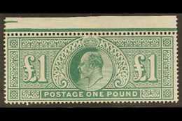 1911 - 13 £1 Deep Green, Somerset House Printing, Ed VII, SG 320, Couple Light Gum Bends Otherwise Very Fine Marginal NE - Unclassified