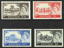 1955-58 Castles Waterlow Printing Complete Set, SG 536/39, Never Hinged Mint, £1 With One Slightly Shortish Perf At Uppe - Other & Unclassified