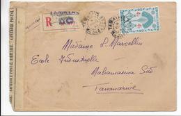 1944 - MADAGASCAR - FRANCE LIBRE - SERIE De LONDRES Sur ENVELOPPE RECO Avec CENSURE De TAMATAVE => TANANARIVE - Covers & Documents