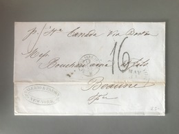 Lettre De New York 1859 Pour Beaune - Par Canada Via Boston - (B2710) - 1849-1876: Période Classique