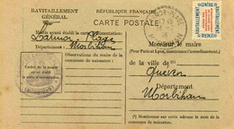 Carte De Ravitaillement, Mairie De LARMOR-PLAGE (Morbihan), Cachet à Date De Bureau De Distribution - 27-7 1946 - Guerra Del 1939-45