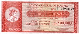 BOLIVIA 5000000 PESOS BOLIVIANOS 1985 P-192A  UNC - Bolivië