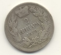 SERBIE 2 Dinara 1879  + 1 DINARA 1915   ARGENT // SILVER - Serbia