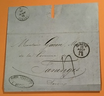 GENEVE 1860 Lettre>CAD D‘ ARRIVÉ „TANINGE“ TYPE SARDE  PERIODE FRANÇAISE ! Taninges Savoie France(lettre Schweiz Brief - Lettres & Documents