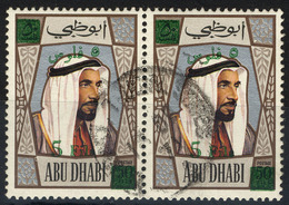 1971 ABU DHABI Sheikh ZAYED DEFINITIVES Pair 2 Stamps Overprint In 5F Used Only For10 Days - Abu Dhabi