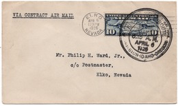(R66) Scott C7 - Map Of USA And 2 Mail Plaines - Contract Air Mail - Elko - Nevada- Washington - Idaho - Oregon -1926. - 1c. 1918-1940 Storia Postale