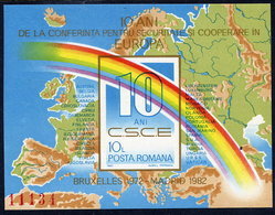 ROMANIA 1982 European Security Conference Block MNH / ** .  Michel Block 190 - Blocks & Kleinbögen