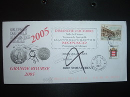 LETTRE TP 1,30 + BLASON 2,20 OBL.11-5 2005 MONTE-CARLO + GRANDE BOURSE 2005 - Cartas & Documentos