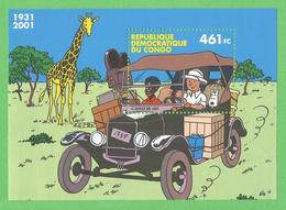Feuillet 2001 N° BL093 - Tintin Au Congo - Feuillet République Démocratique Du Congo (Tintin Hergé) - Mint/hinged