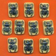 Lot De 10 Feves Anciennes Faience Identiques Scarabe Egypte - Antiche