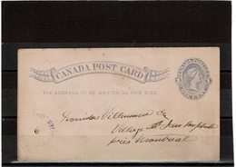 LSAU14 - CANADA CARTE POSTALE OBLITEREE - 1860-1899 Regering Van Victoria