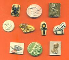 Lot De 10 Feves Faience Dautrey Diverses - Rois - Egypte - Babar - Maya - Lion - Zèbre .... - Olds