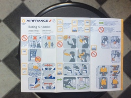 CONSIGNES DE SECURITE / SAFETY CARD  *Boeing B777-300 ER  AIR FRANCE - Veiligheidskaarten