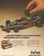 COUPURE De PRESSE PUB - PUBLICITÉ MINIATURE POLISTIL FORMULE 1 F1 LOTUS 80 - GOOD YEAR NGK ESSEX MARTINI VALVOLINE - Polistil