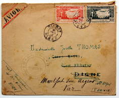 Enveloppe 1942 Niamey En FM Par Avion Pour Digne, Affr. 11f 40 Surtaxe Aérienne YT Pa 4, 5 /  41e Batterie Mixte Tractée - Storia Postale