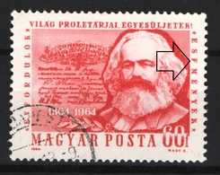 Hungary 1964. Karl Marx ERROR Stamp: Text. ESEMENYEK --> ESFMENYEK !!! Used - Variedades Y Curiosidades