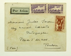 Enveloppe Par Avion 1941 Dakar --> Toulon, Affr. 8 F  YT Pa 7, 164, OMEC Arrivée Au Dos Marseille Gare Avion - Cartas & Documentos