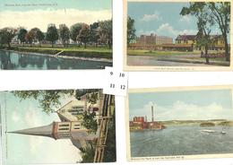 4 POSTCARDS - WATERLOO ROW, FREDERICTON, CNR. DEPOT, MONCTON, CHURCH OF THE HOLY FAMILY BATHURST VILLAGE, RAPIDS AT ST.J - Fredericton